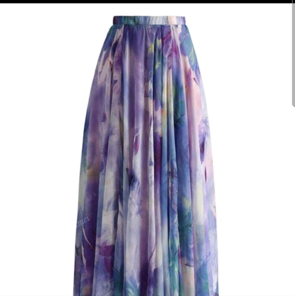 Floral Purple Maxi Skirt - Picture 1 of 4